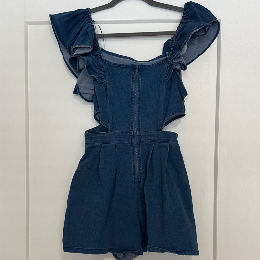 Denim Ruffle Romper - Picture 3 of 3
